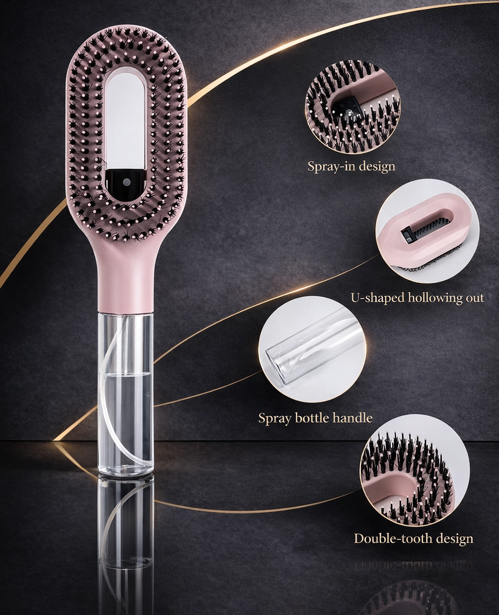 Detangling Hair Brush with Spray Bottle